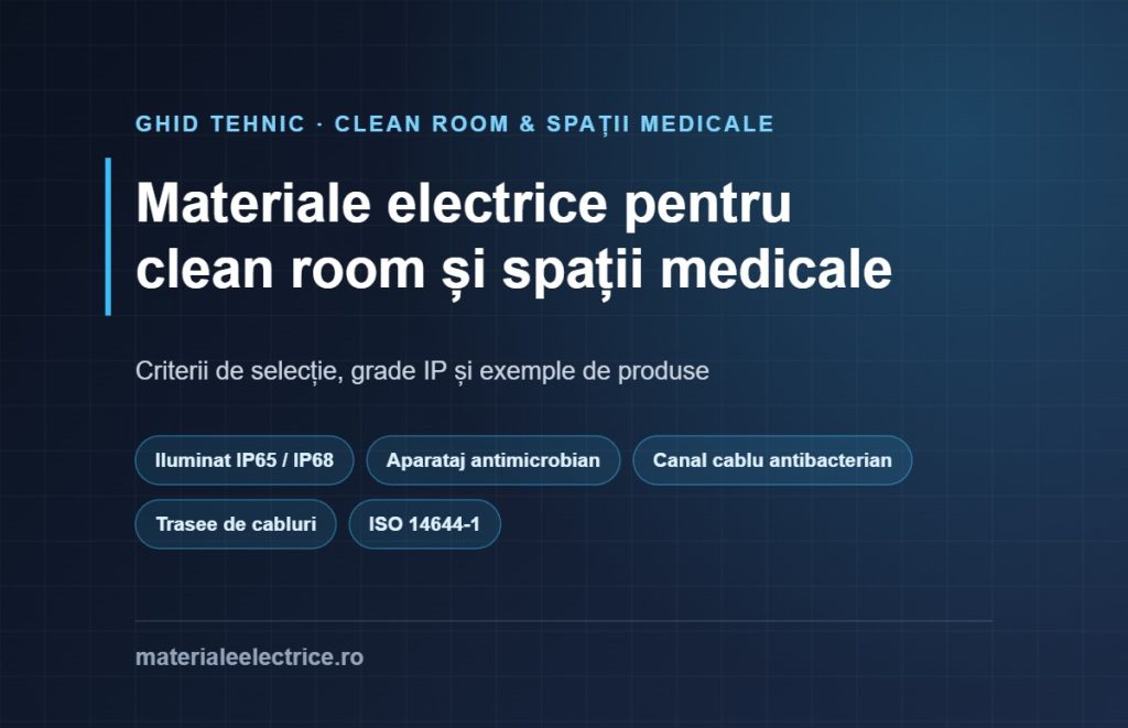 Materiale electrice clean room: iluminat IP65, aparataj antimicrobian si trasee de cabluri pentru spatii medicale